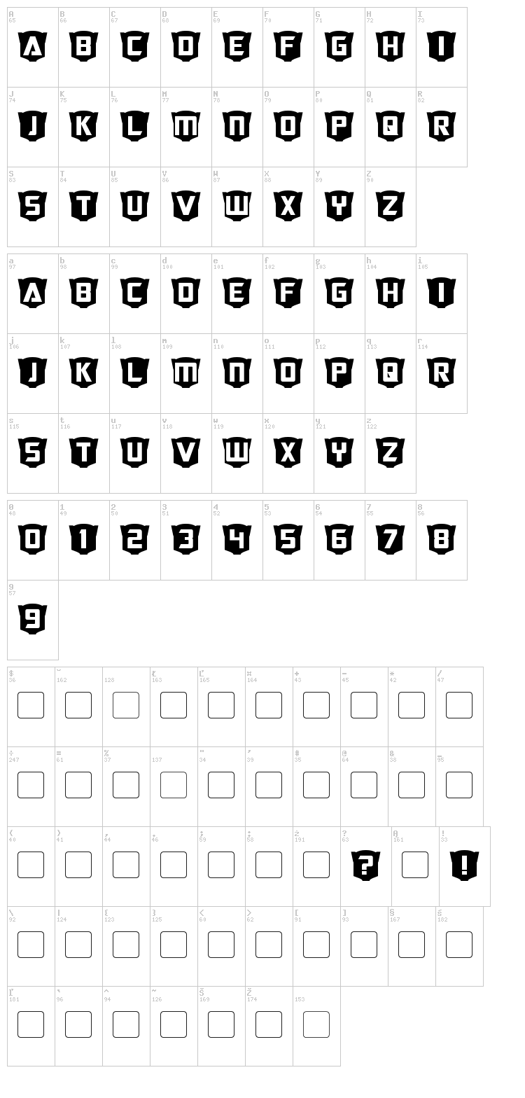 RubCaps font map